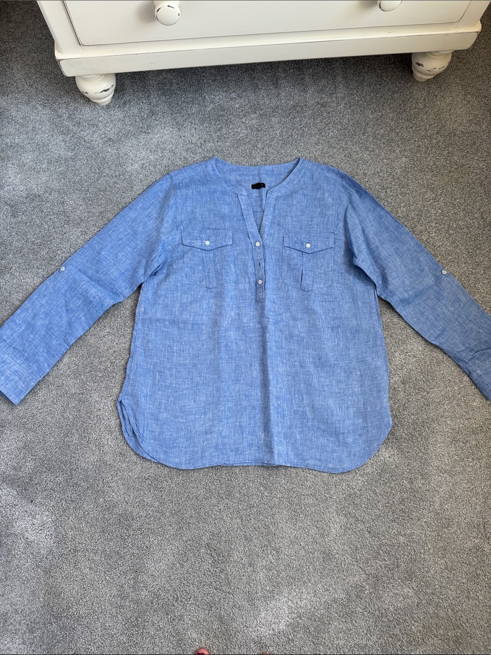 Talbots Light Blue Linen-Blend Henley Tunic